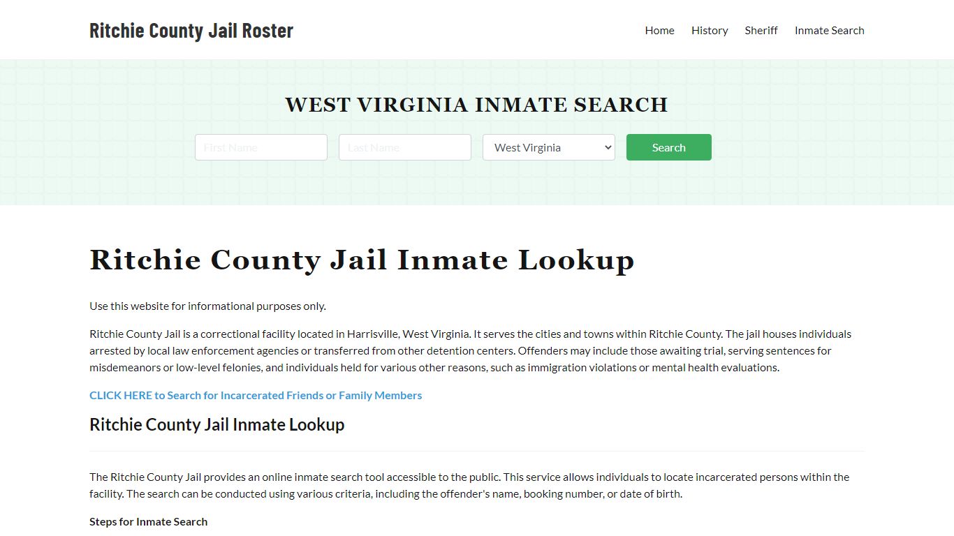 Ritchie County Jail Roster Lookup, WV, Inmate Search