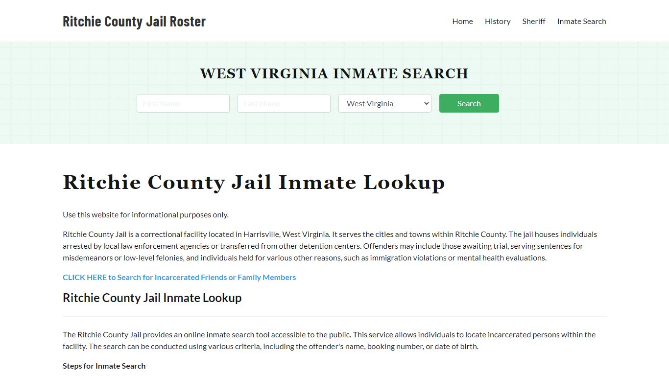 Ritchie County Jail Roster Lookup, WV, Inmate Search